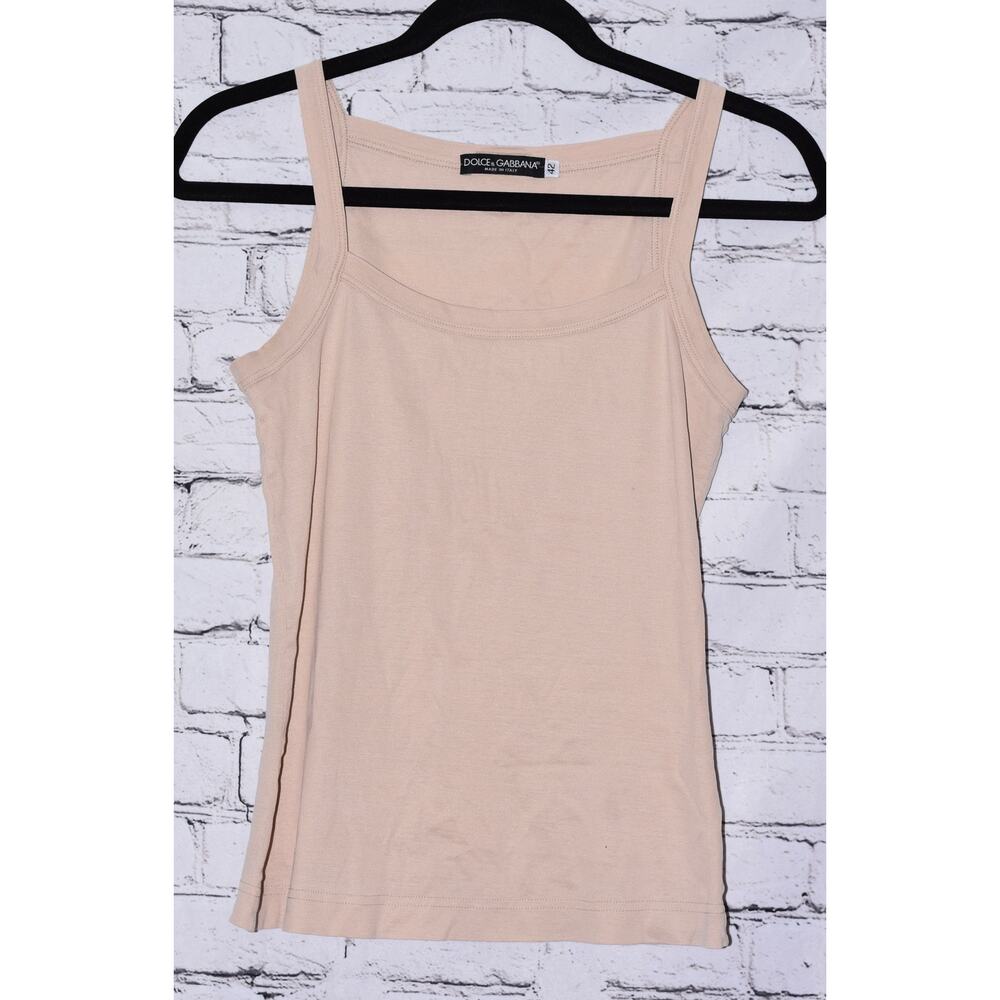 DOLCE & GABBANA Top Beige Cotton Sleeveless Women's Tank Size 42/8 NWOT